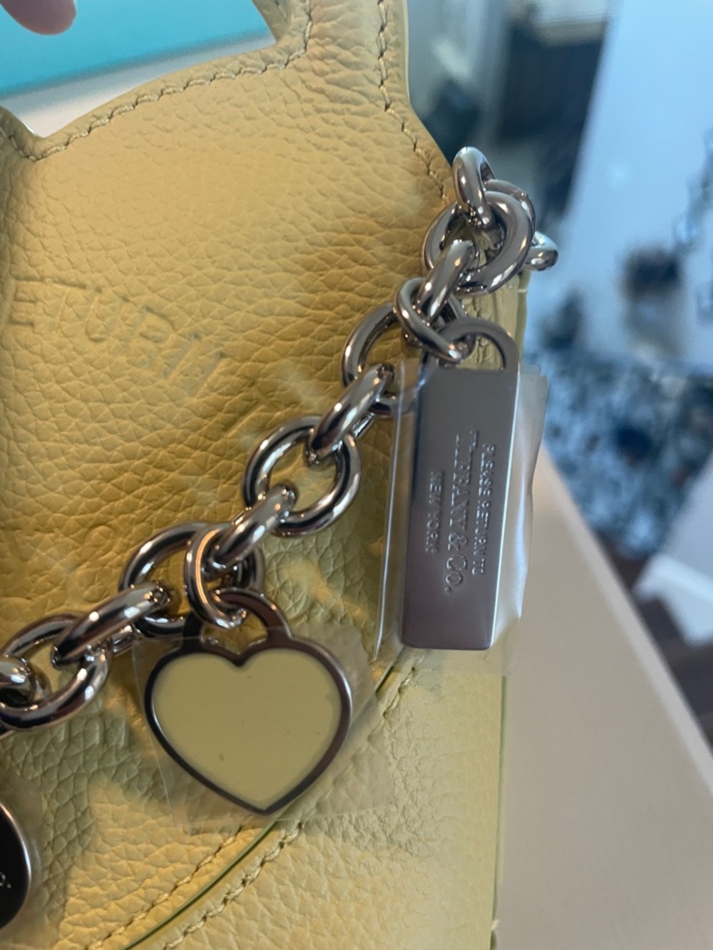 Tiffany & Co. Yellow Heart Leather Mini Bag with Silver Chain & 5 Charms - Picture 8 of 14
